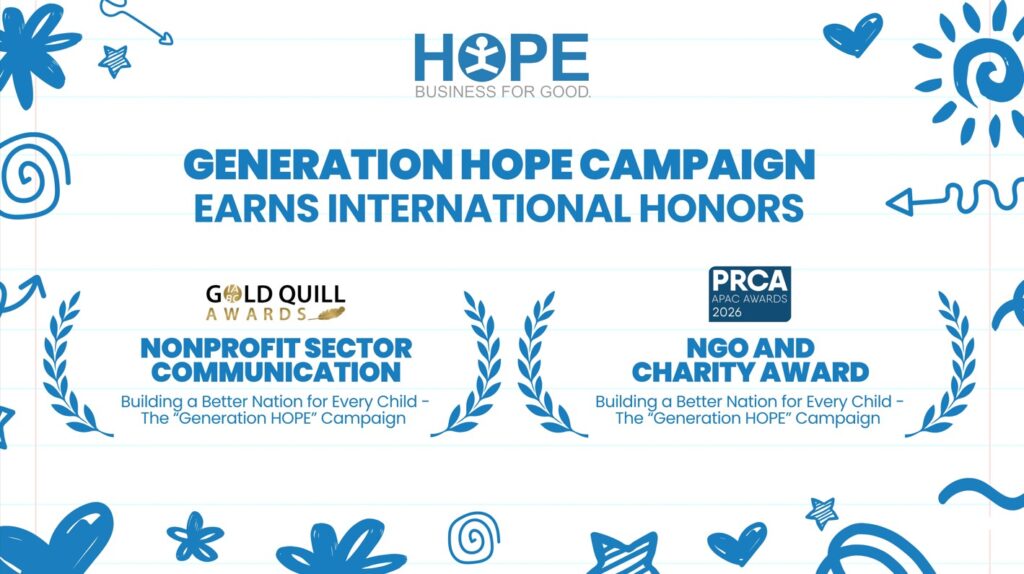 HOPE Wins Prestigious Global and Regional Awards for its "Generation HOPE" Initiative generation hope campaign earns international honors