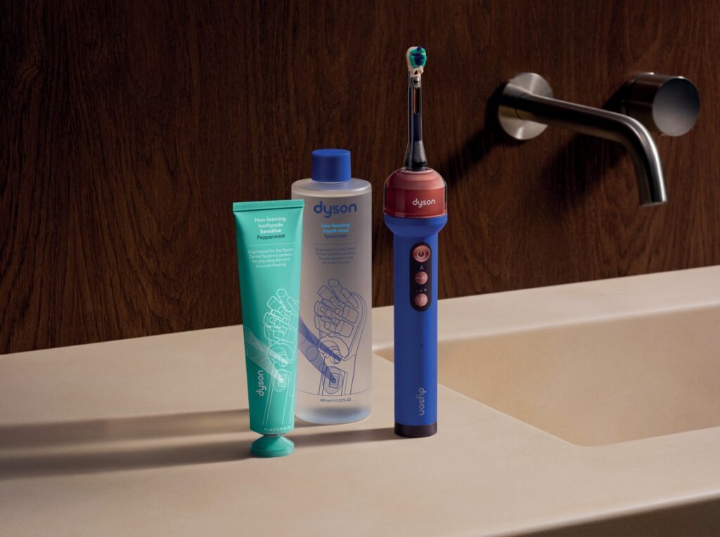 Dyson CameraJet Brings AI and a Built-In Camera to the Future of Oral Care oc01 cubldrossvl 077 cmyk insitu sink tap of01 peppermint of02 a1 mix