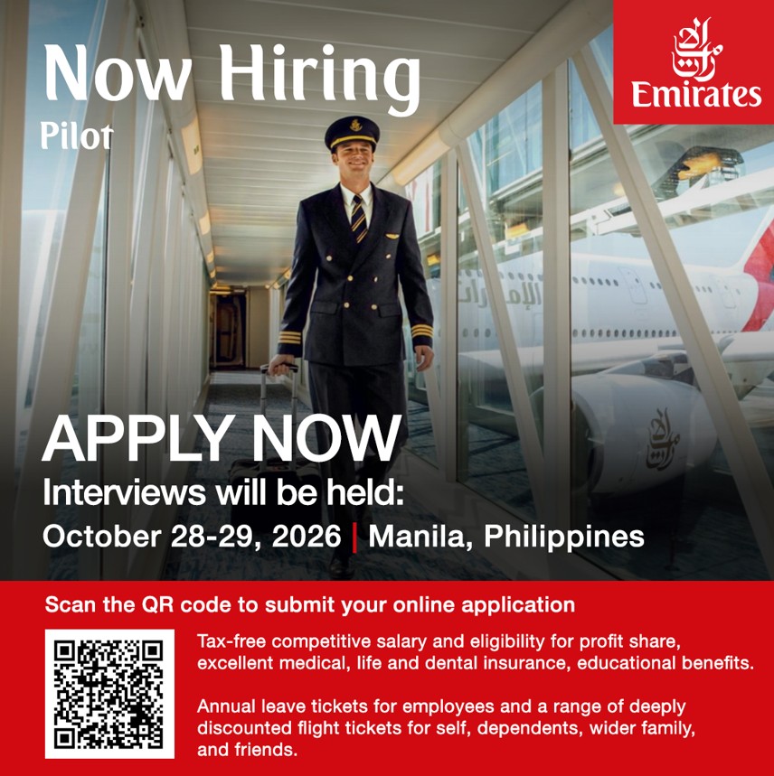 Emirates to Hold Its First Pilot Recruitment Roadshow in Manila emirates manila pilot roadshow